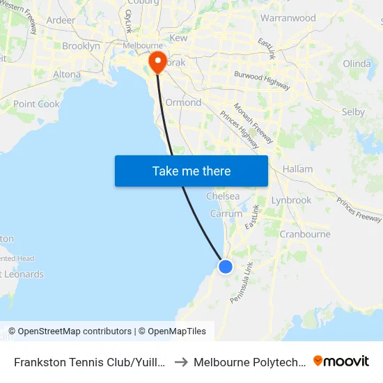 Frankston Tennis Club/Yuille St to Melbourne Polytechnic map