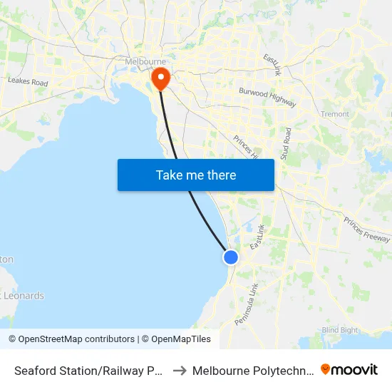 Seaford Station/Railway Pde to Melbourne Polytechnic map