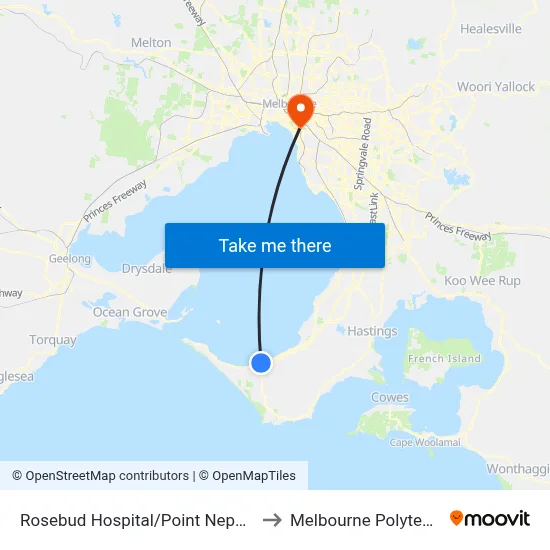 Rosebud Hospital/Point Nepean Rd to Melbourne Polytechnic map