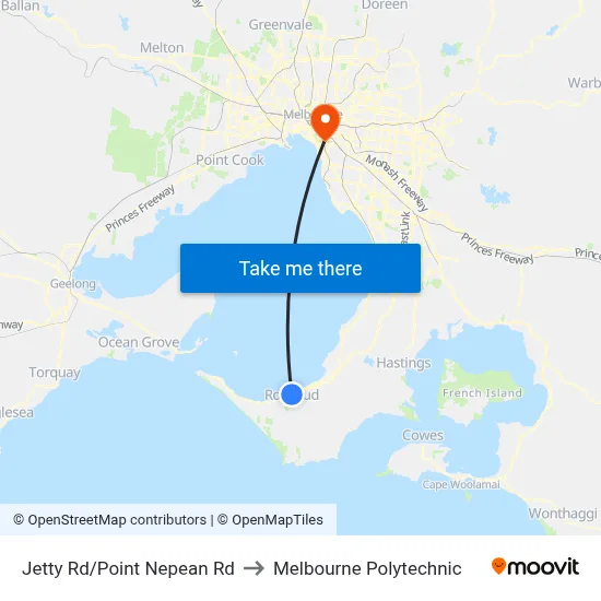 Jetty Rd/Point Nepean Rd to Melbourne Polytechnic map