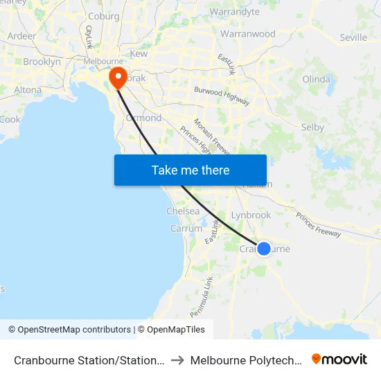 Cranbourne Station/Station St to Melbourne Polytechnic map