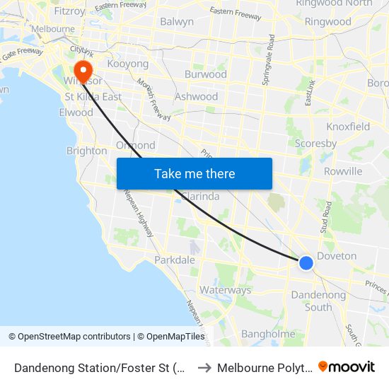 Dandenong Station/Foster St (Dandenong) to Melbourne Polytechnic map