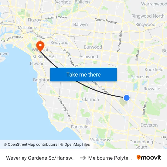 Waverley Gardens Sc/Hansworth St to Melbourne Polytechnic map