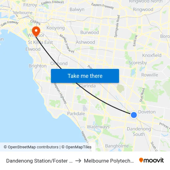 Dandenong Station/Foster St to Melbourne Polytechnic map