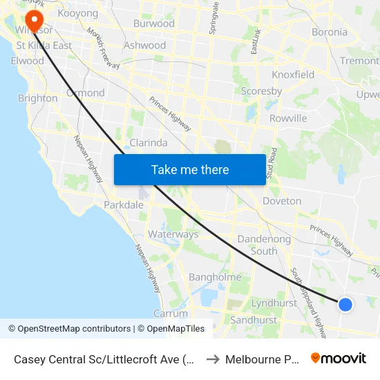 Casey Central Sc/Littlecroft Ave to Melbourne Polytechnic map