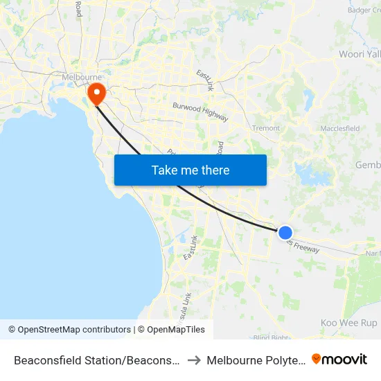 Beaconsfield Station/Beaconsfield Ave to Melbourne Polytechnic map