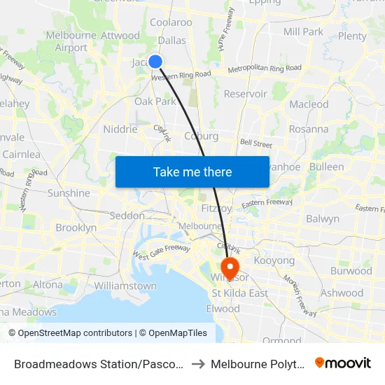 Broadmeadows Station/Pascoe Vale Rd to Melbourne Polytechnic map