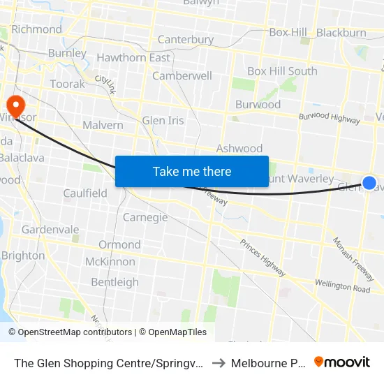 The Glen Shopping Centre/Springvale Rd to Melbourne Polytechnic map