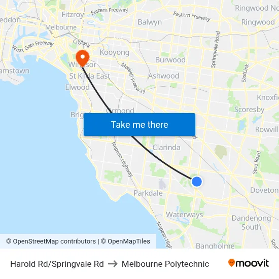 Harold Rd/Springvale Rd to Melbourne Polytechnic map