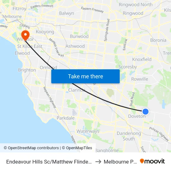 Endeavour Hills Sc/Matthew Flinders Ave to Melbourne Polytechnic map