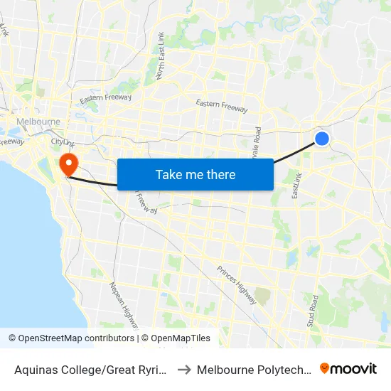 Aquinas College/Great Ryrie St to Melbourne Polytechnic map