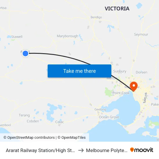 Ararat Railway Station/High St to Melbourne Polytechnic map