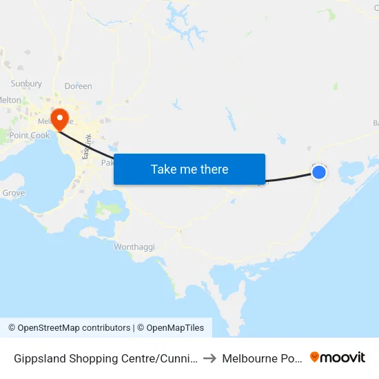 Gippsland Shopping Centre/Cunninghame St to Melbourne Polytechnic map