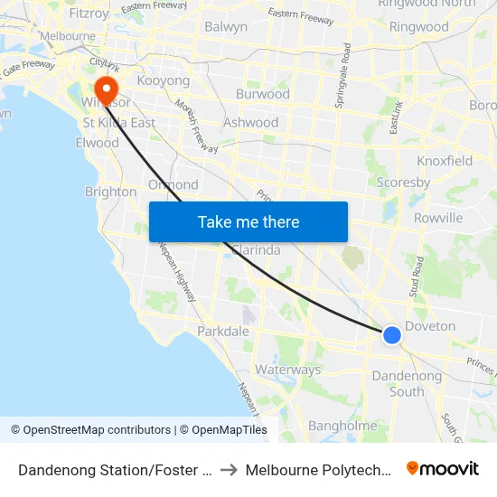 Dandenong Station/Foster St to Melbourne Polytechnic map