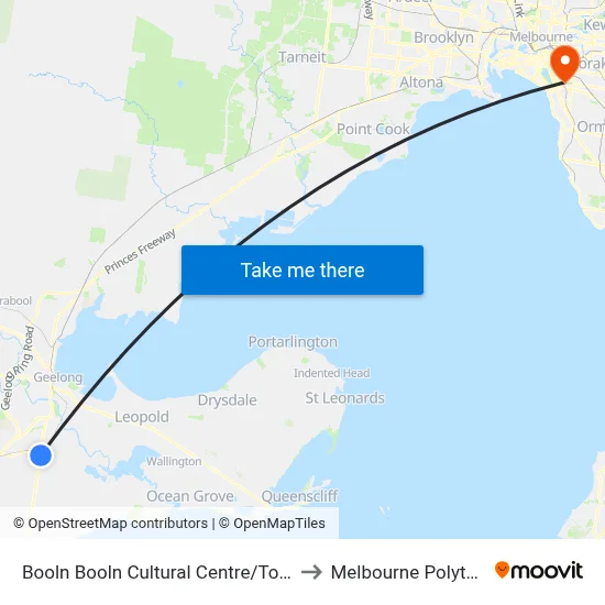 Booln Booln Cultural Centre/Torquay Rd to Melbourne Polytechnic map