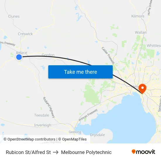 Rubicon St/Alfred St to Melbourne Polytechnic map
