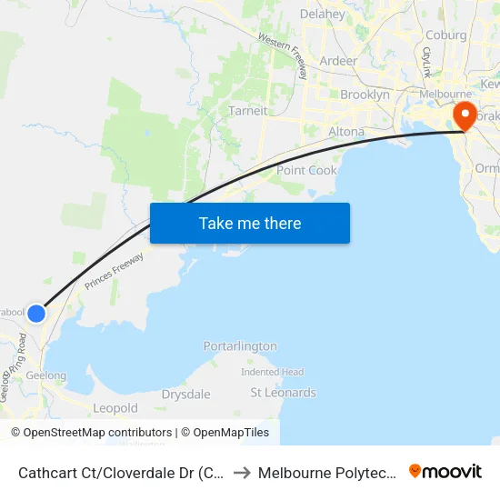 Cathcart Ct/Cloverdale Dr to Melbourne Polytechnic map