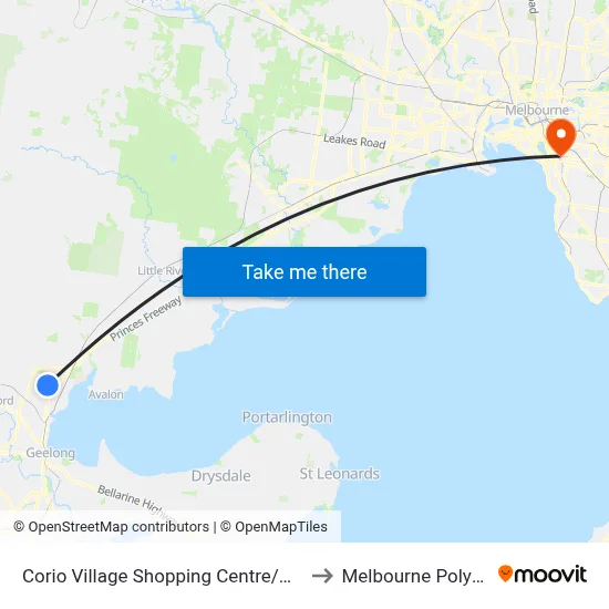 Corio Village Shopping Centre/Gellibrand St to Melbourne Polytechnic map