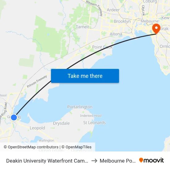 Deakin University Waterfront Campus/Brougham St to Melbourne Polytechnic map