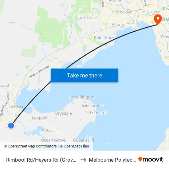 Rimbool Rd/Heyers Rd (Grovedale) to Melbourne Polytechnic map