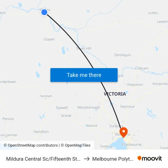 Mildura Central Sc/Fifteenth St to Melbourne Polytechnic map