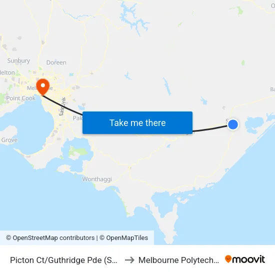 Picton Ct/Guthridge Pde to Melbourne Polytechnic map