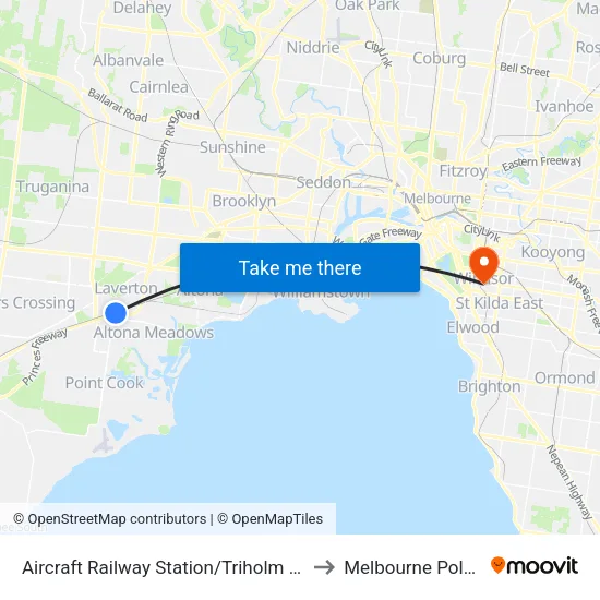 Aircraft Station/Triholm Ave to Melbourne Polytechnic map