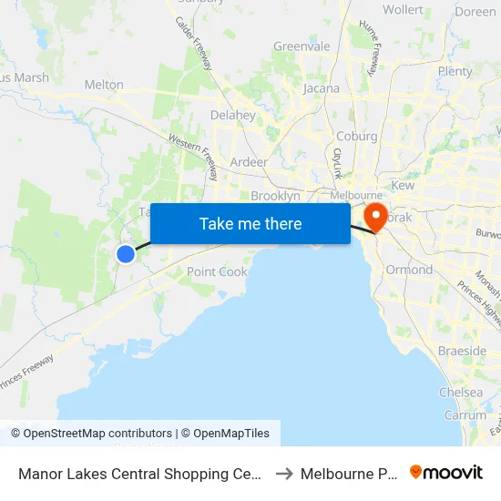 Manor Lakes Central Shopping Centre/Manor Lakes Bvd to Melbourne Polytechnic map