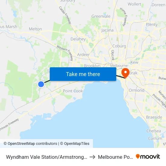 Wyndham Vale Station/Armstrong Rd to Melbourne Polytechnic map