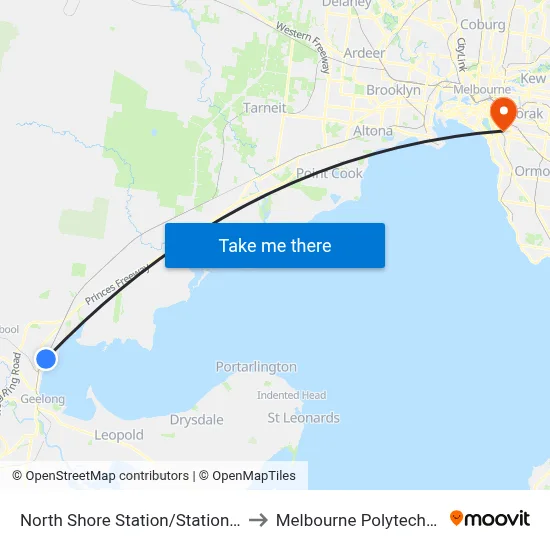 North Shore Station/Station St to Melbourne Polytechnic map