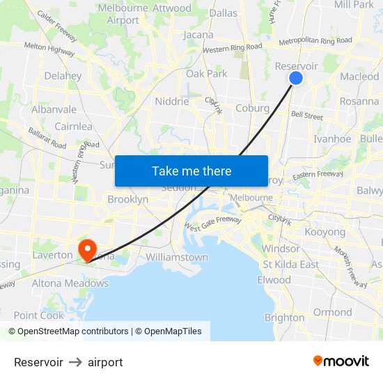 Reservoir to airport map