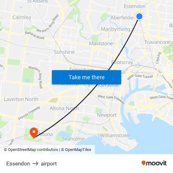 Essendon to airport map