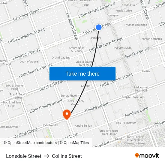 Lonsdale Street to Collins Street map