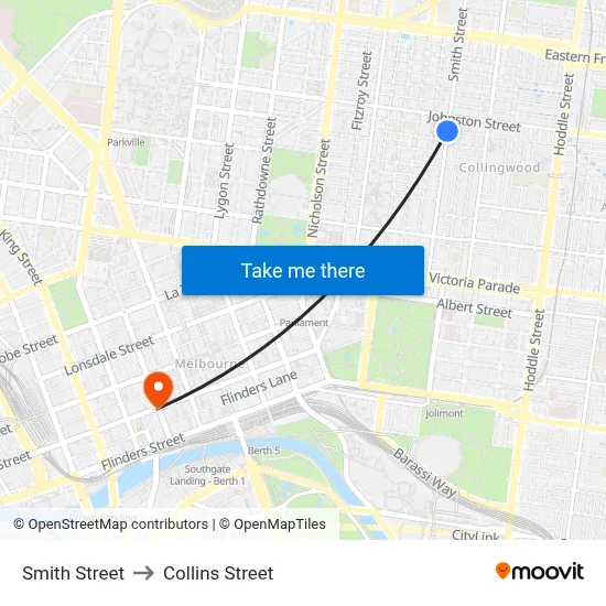 Smith Street to Collins Street map