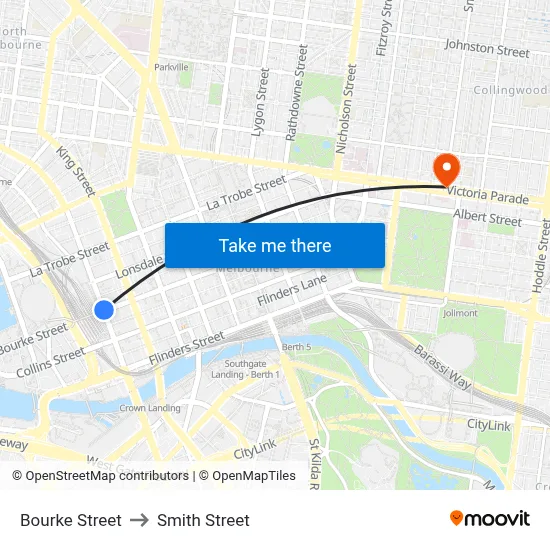 Bourke Street to Smith Street map