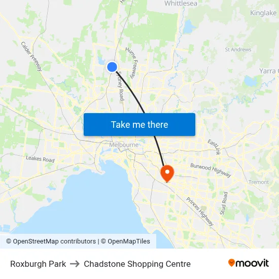 Roxburgh Park to Chadstone Shopping Centre map