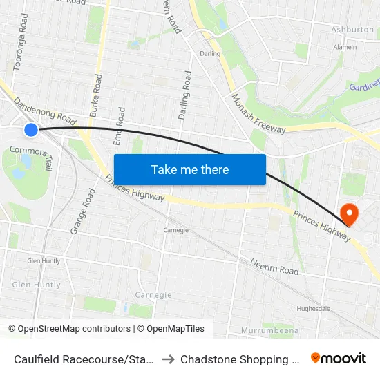 Caulfield Racecourse/Station St to Chadstone Shopping Centre map