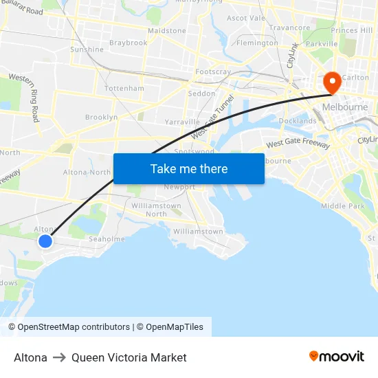 Altona to Queen Victoria Market map