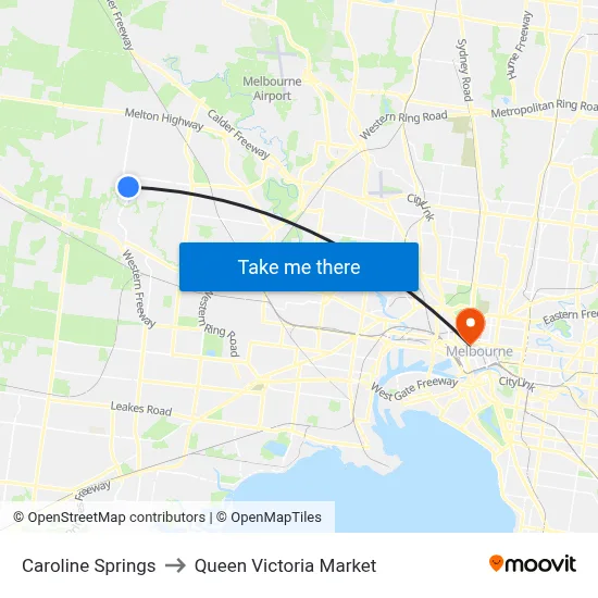 Caroline Springs to Queen Victoria Market map