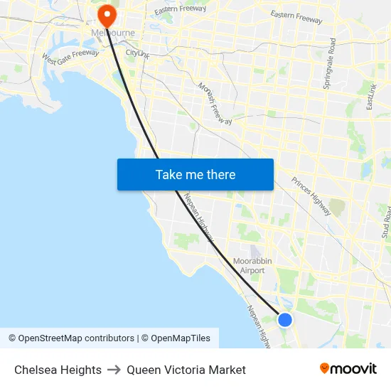 Chelsea Heights to Queen Victoria Market map