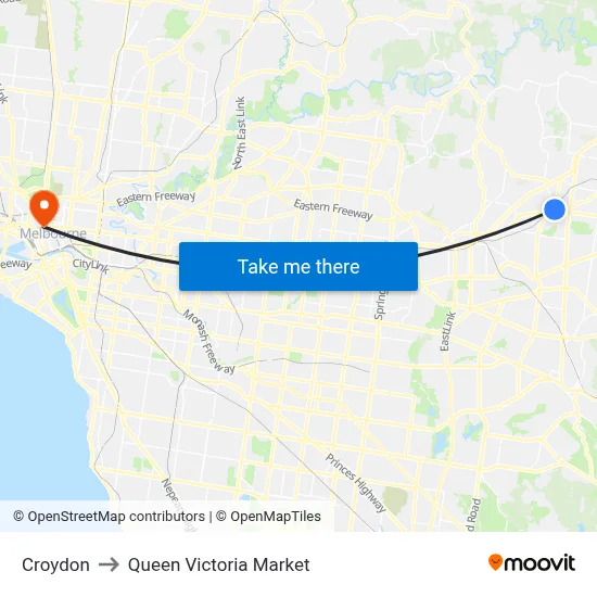Croydon to Queen Victoria Market map