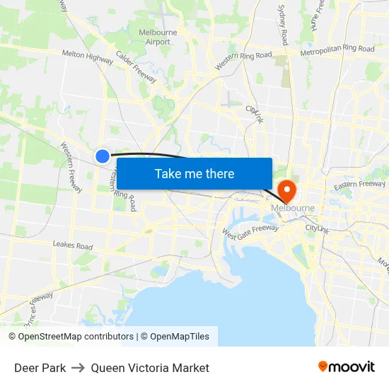 Deer Park to Queen Victoria Market map