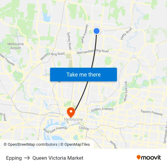 Epping to Queen Victoria Market map