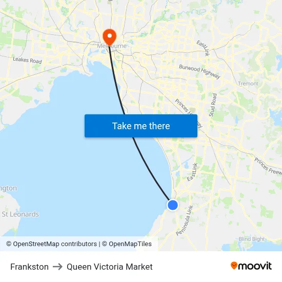 Frankston to Queen Victoria Market map