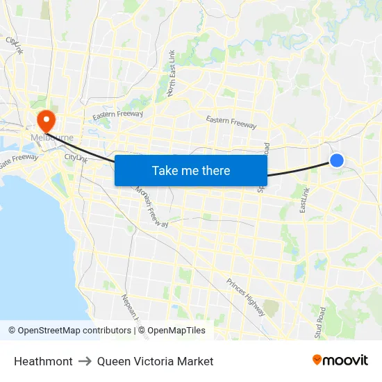 Heathmont to Queen Victoria Market map