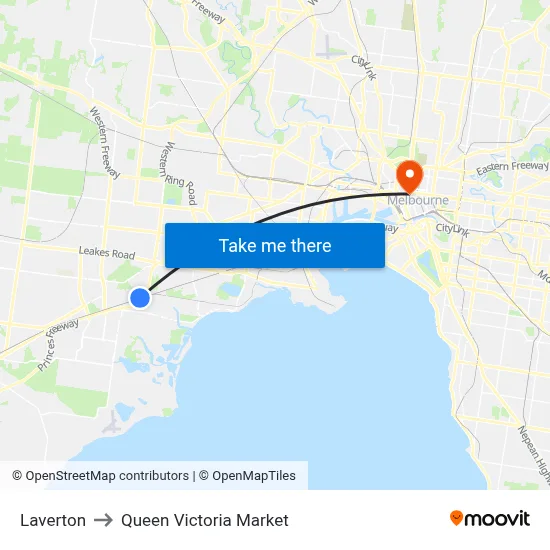 Laverton to Queen Victoria Market map