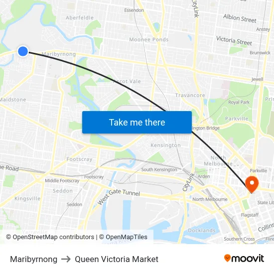 Maribyrnong to Queen Victoria Market map