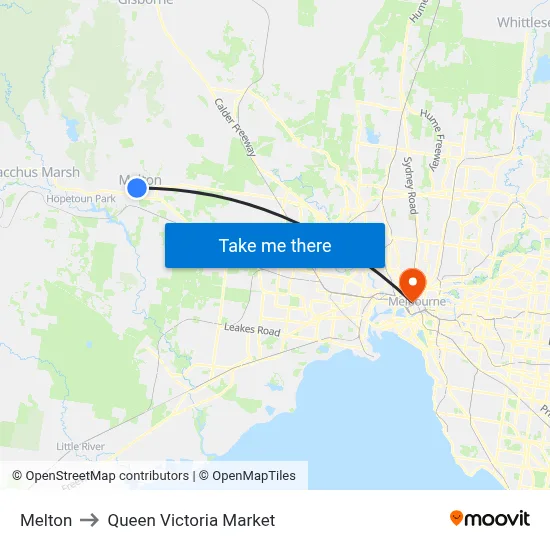 Melton to Queen Victoria Market map