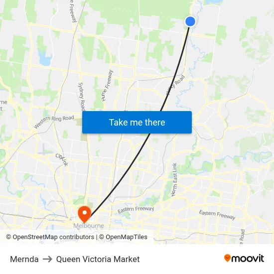 Mernda to Queen Victoria Market map