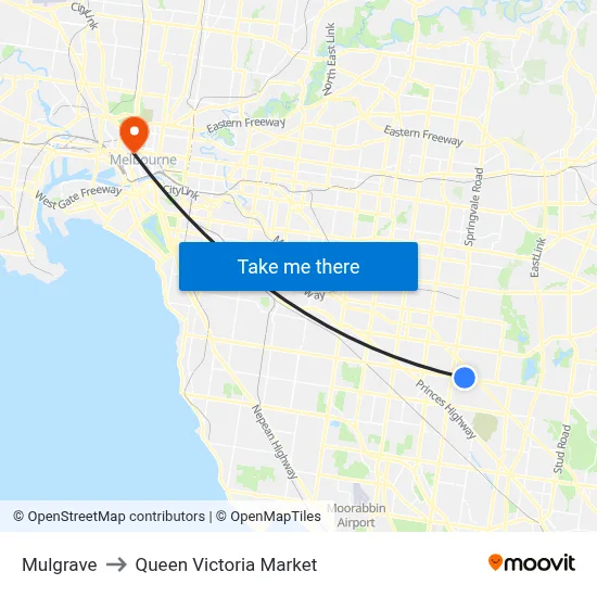 Mulgrave to Queen Victoria Market map